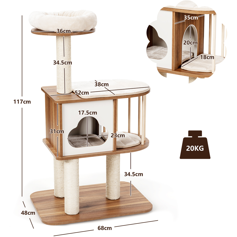 Costway Brown Platform Wooden Cat Tower Image 9