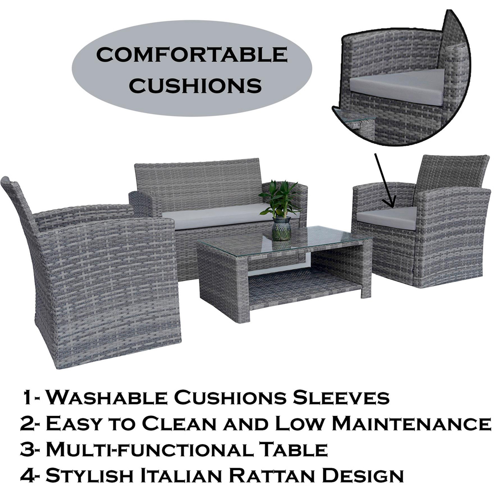 Shatchi 4 Seater Grey Steel Garden Sofa Set Image 8