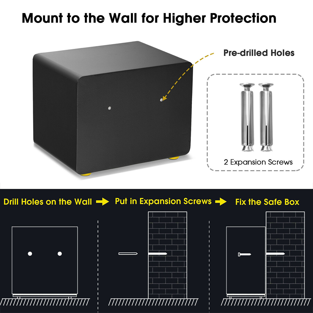 Costway Black Digital Security Safe Box with Keys Image 7