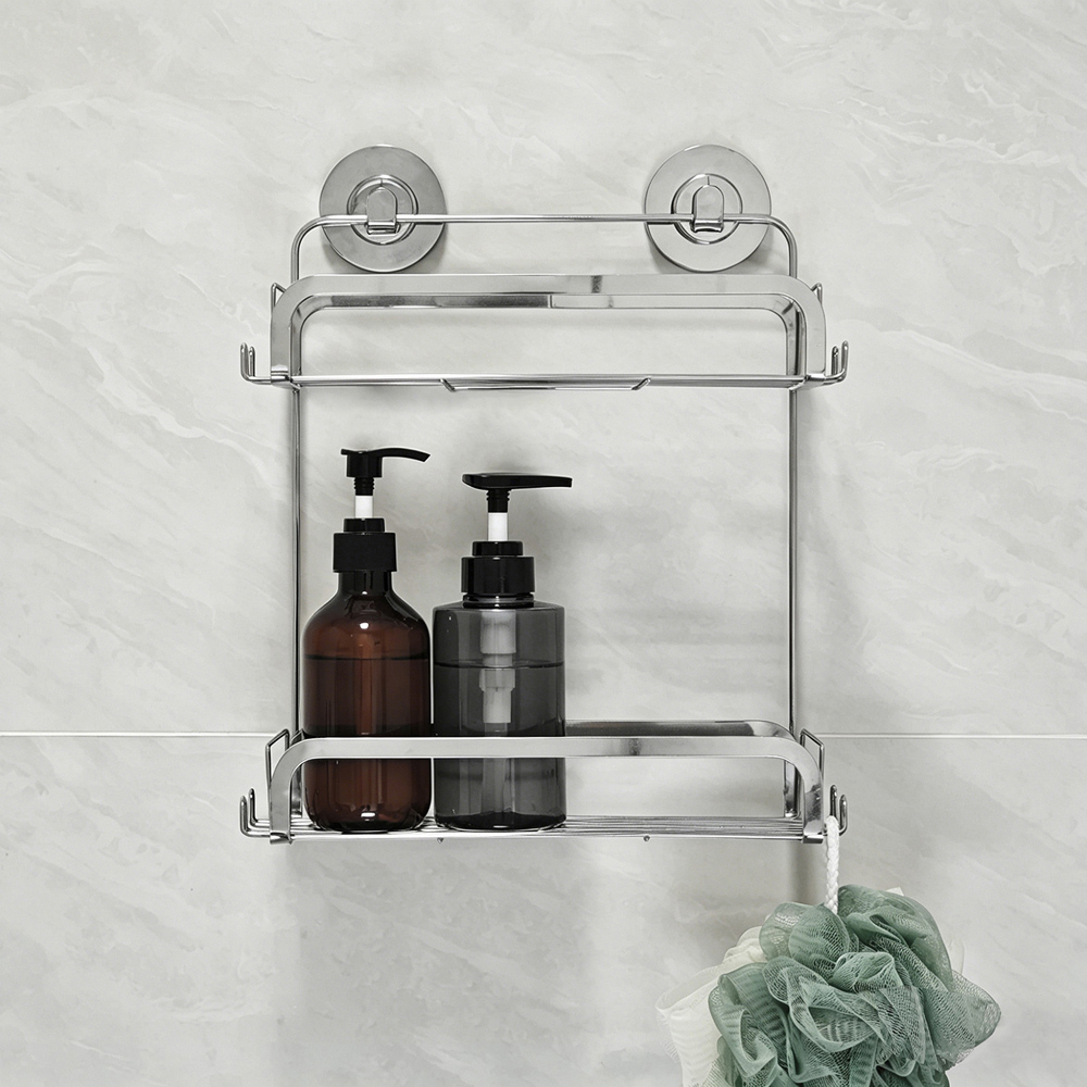 Harrow 2 Tier Bathroom Caddy Silver Image 2