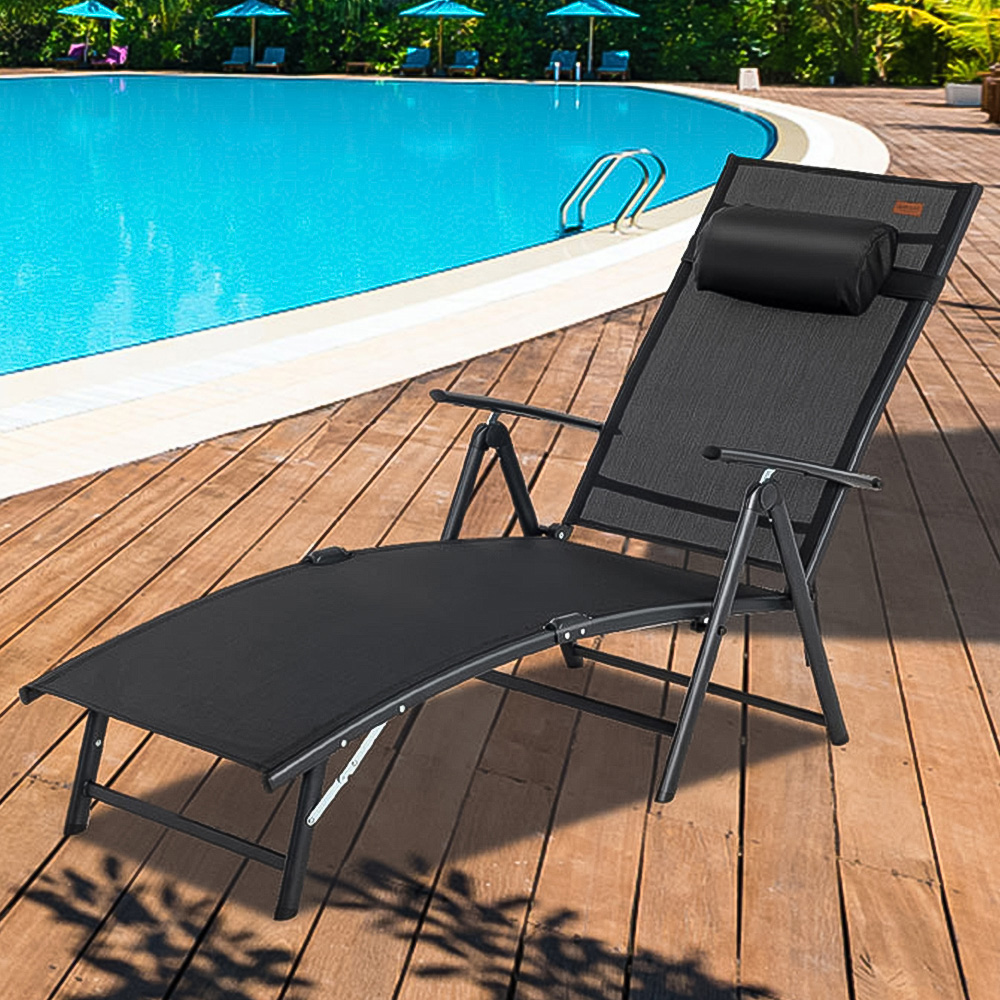 Costway Black Portable Reclining Chair Image 1