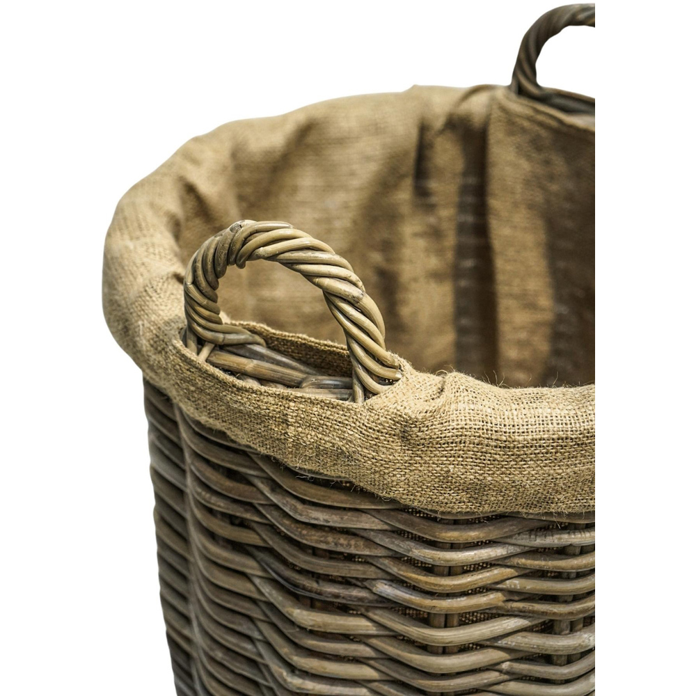 Ivyline Natural Wicker Round Lined Log Basket Set of 2 Image 3