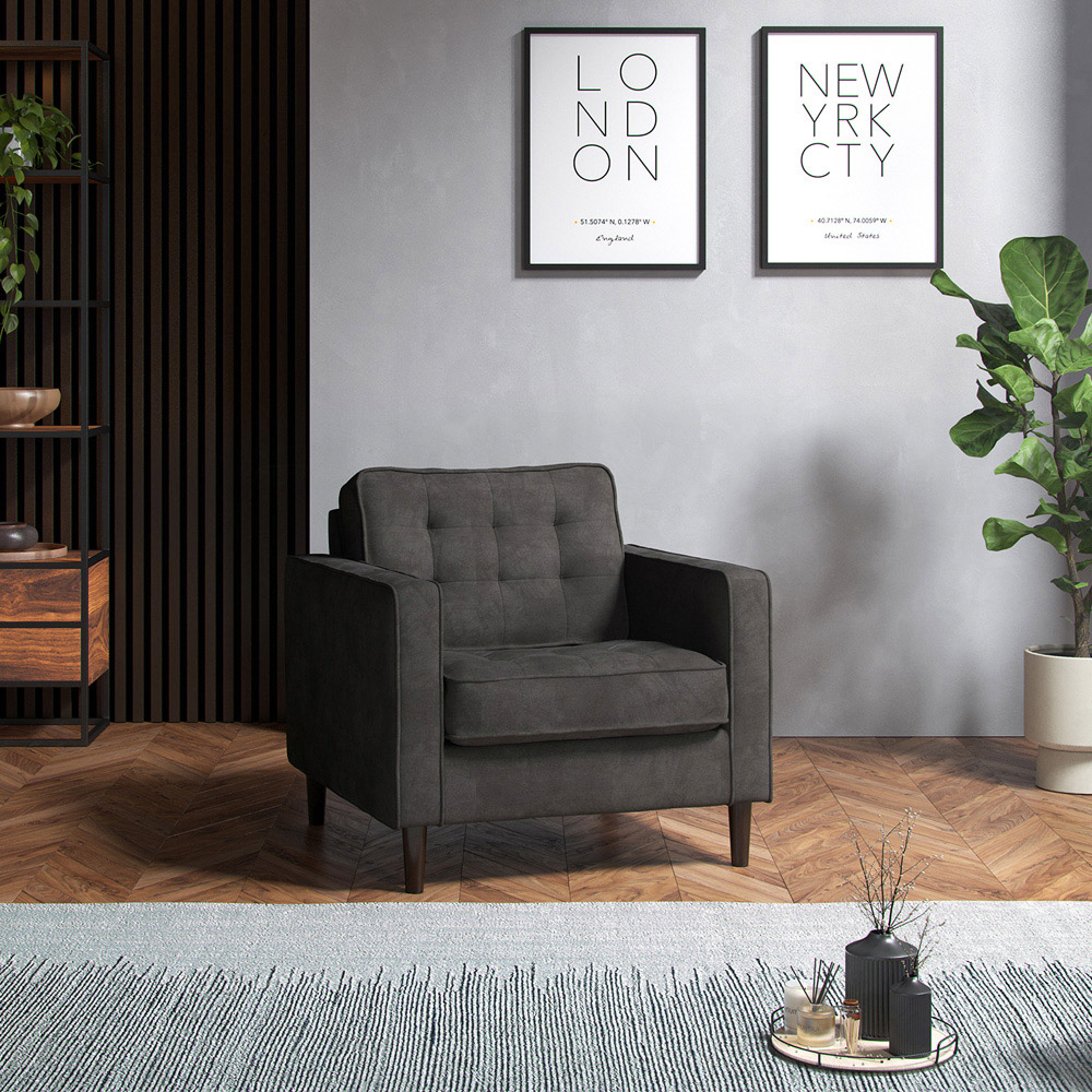 Eden 5 Seater Graphite Chenille Sofa Suite Image 5