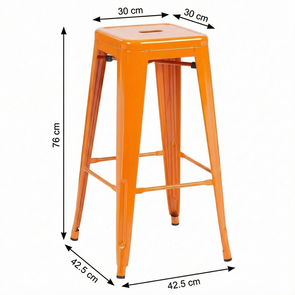 FWStyle Orange Gloss Metal Bar Stool 4 Pack Image 6