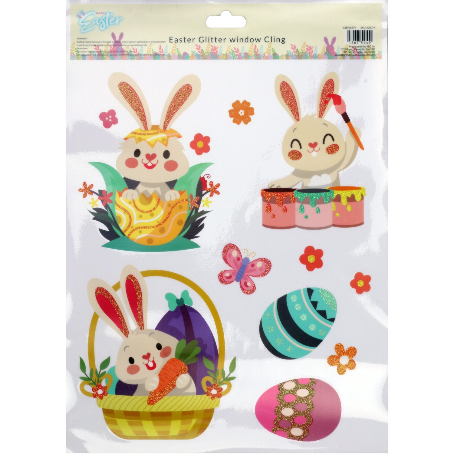 Easter Glitter Window Cling - Multicolour Image 2