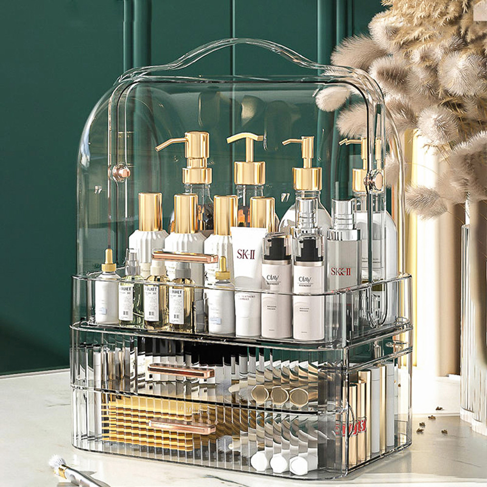 Living and Home 2 Drawer Clear Portable Cosmetic Organiser Image 4