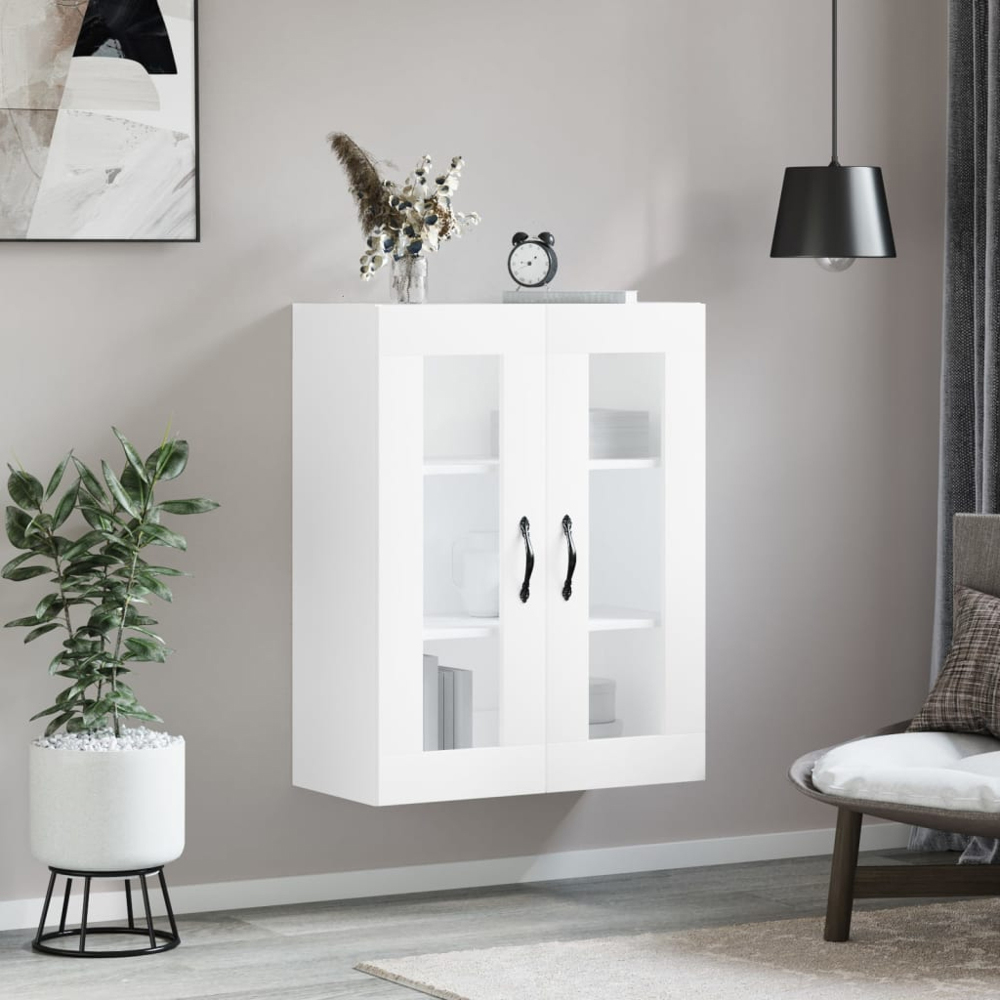 vidaXL 2 Glass Door White Wall Mounted Cabinet Image 9