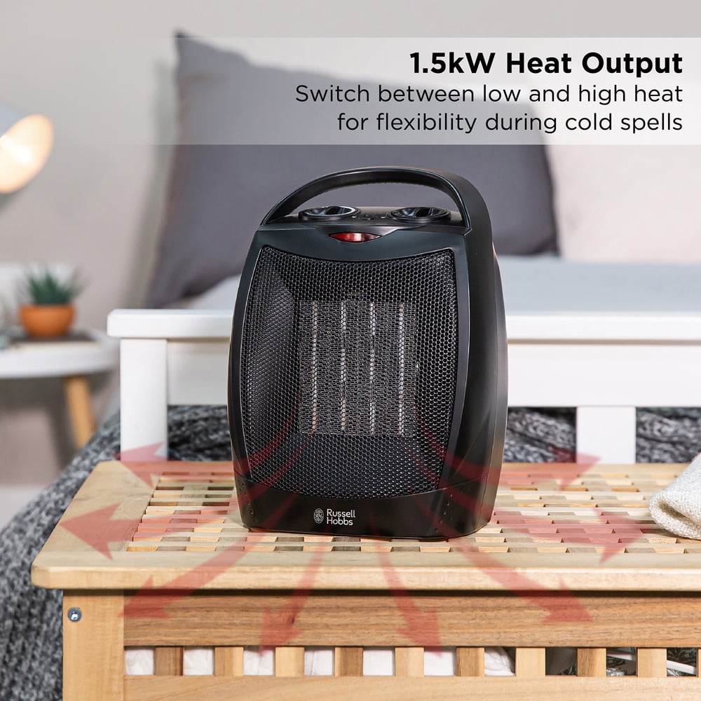 Russell Hobbs RHFH1006B Black Portable Ceramic Heater 1500W Image 7