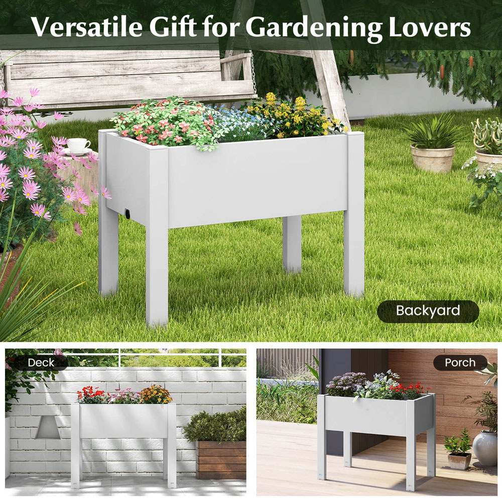 Costway White Raised Bed with Drainage Hole 53L Image 8