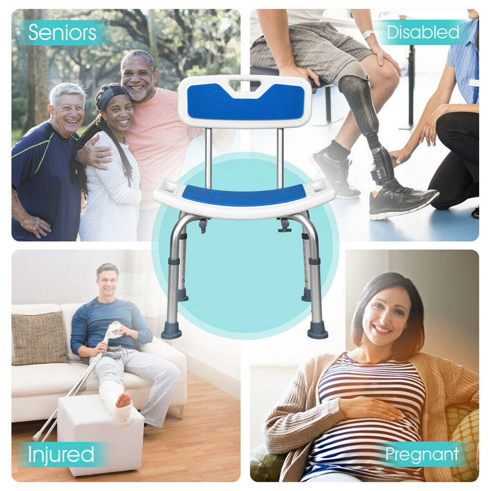 Costway Blue Height Adjustable Shower Chair Image 9