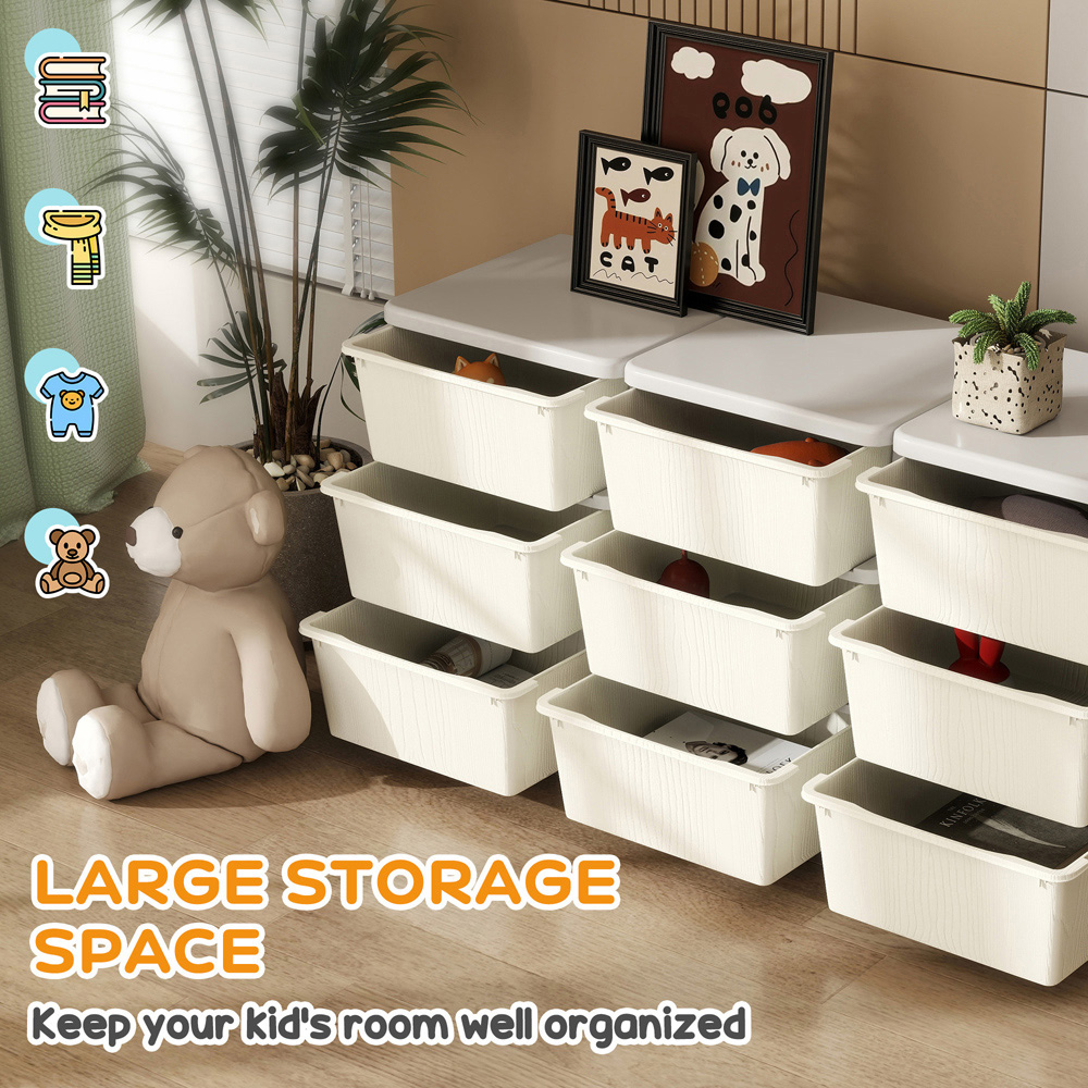 HOMCOM 9 Drawer Cream Kids Chest of Drawers Image 8