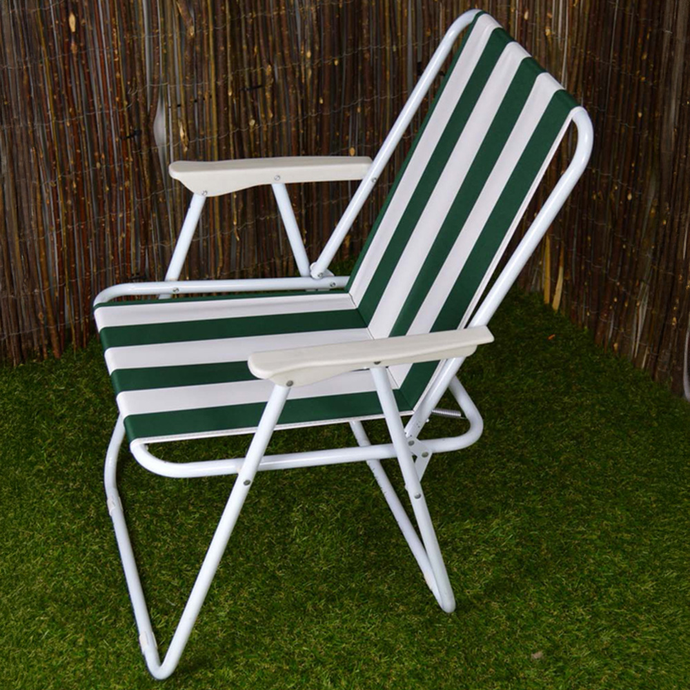 Samuel Alexander Green and White Folding Camping Chair Set of 3 Image 2