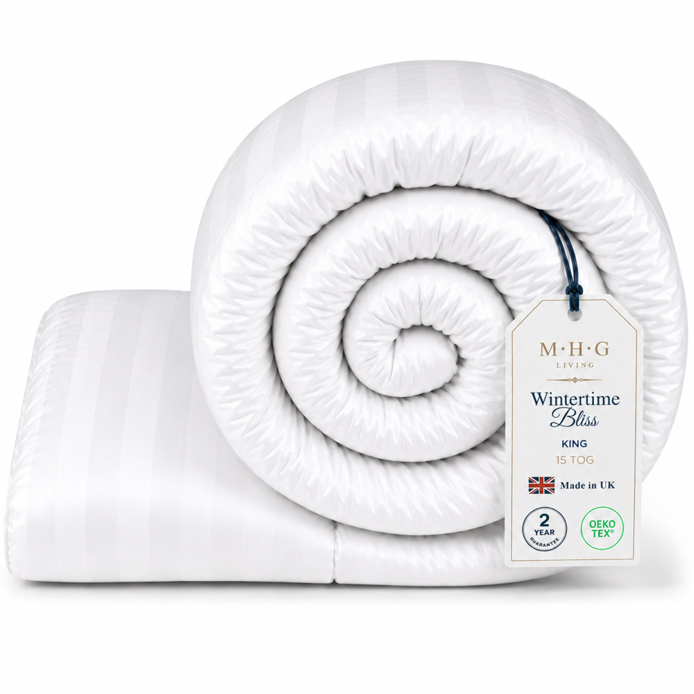 MHG Living King Size White Striped Extra Warm Winter Hollowfibre Duvet 15 Tog Image 3