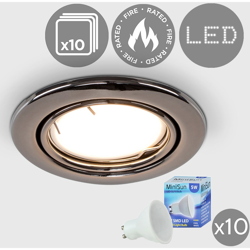 ValueLights Black Chrome Cool White LED Tiltable Ceiling Downlight 10 Pack Image 2