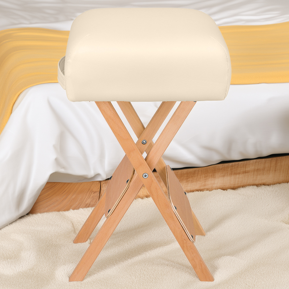 tectake Beige Stool and Bolster Cushion Set Image 1