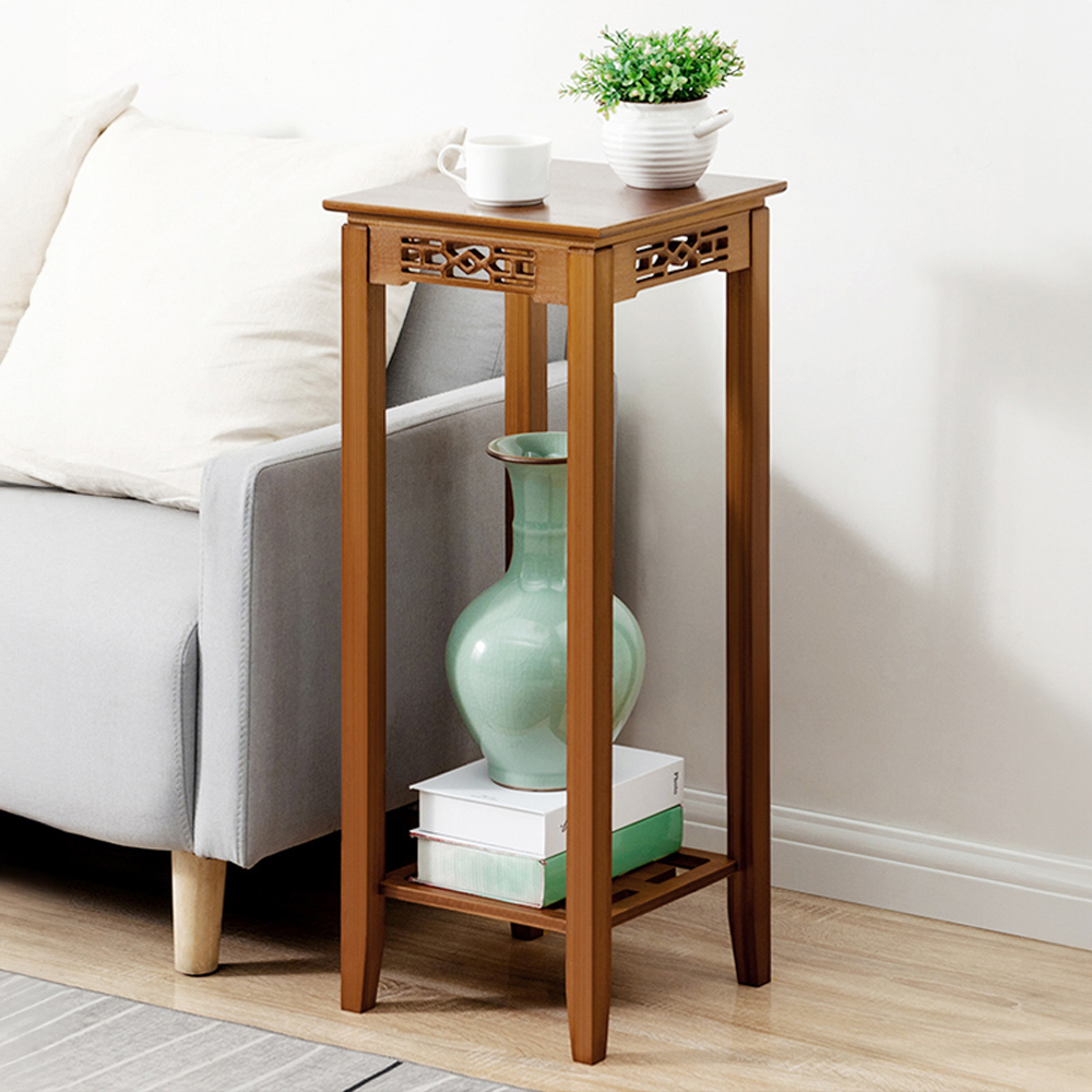 Living and Home 2 Tier Classic Bamboo Plant Stand Image 3