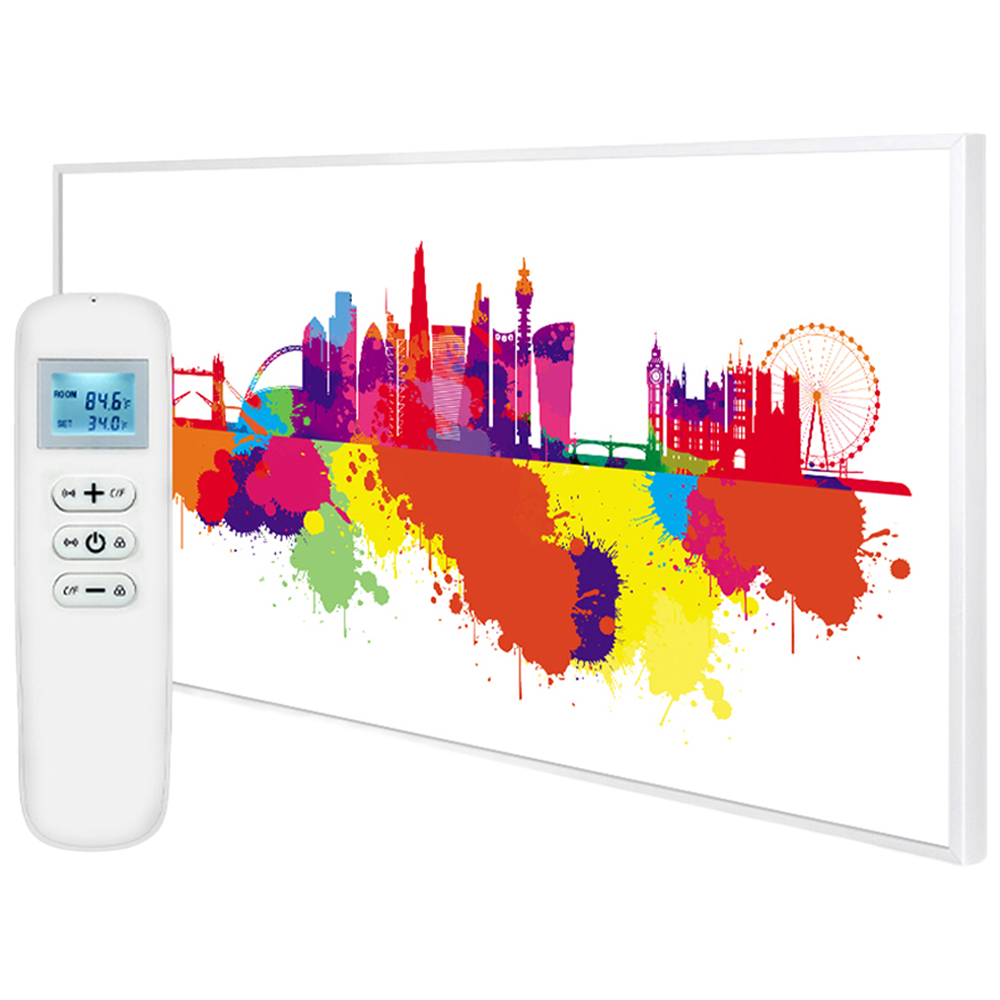 Mirrorstone Nexus London Skyline Splash Image Wi-Fi Infrared Heating Panel 580W 595 x 995mm Image 1