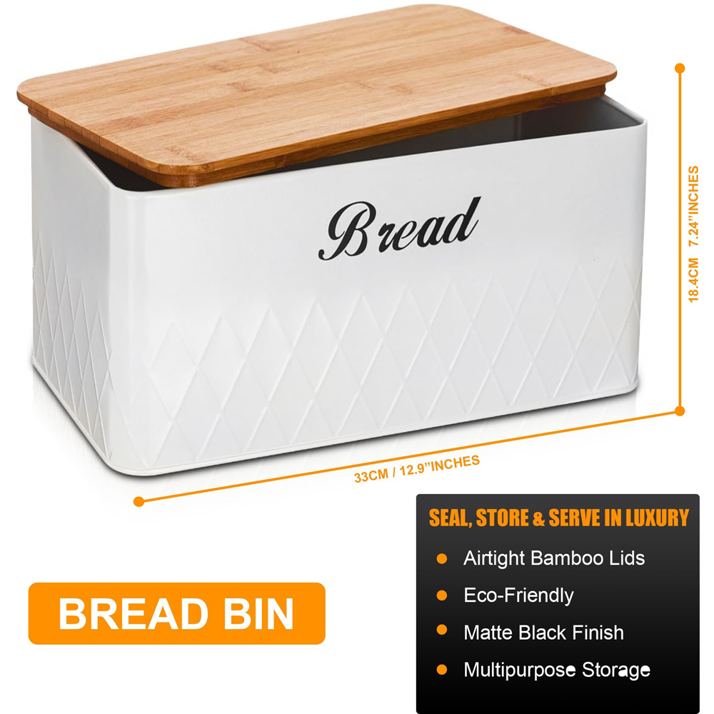 ATEK 5 Piece White Kitchen Canister Set with Bamboo Lids Image 5