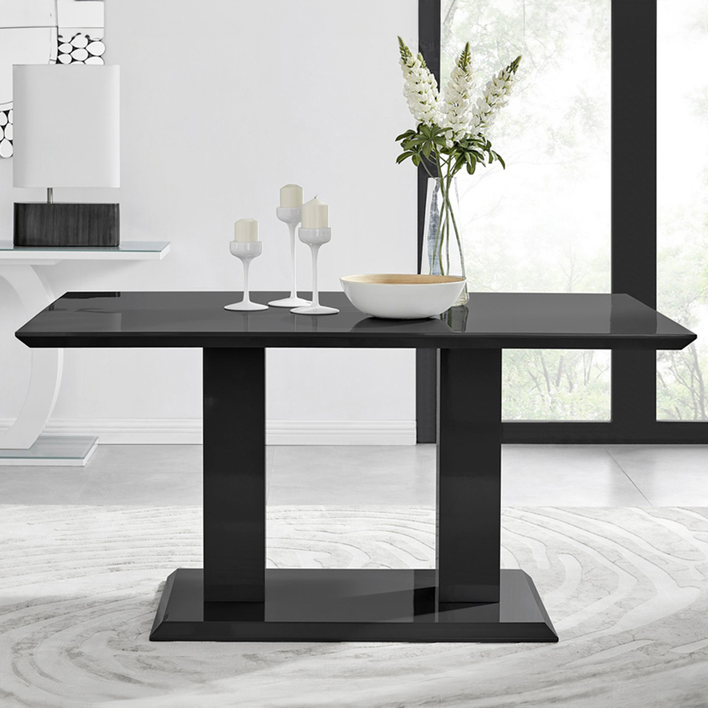 Furniturebox Molini Kensington 6 Seater Dining Set Black High Gloss and Grey Image 7