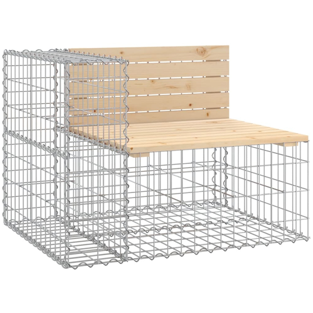vidaXL 3 Seater Natural Solid Wood Pine Gabion Garden Bench Image 2
