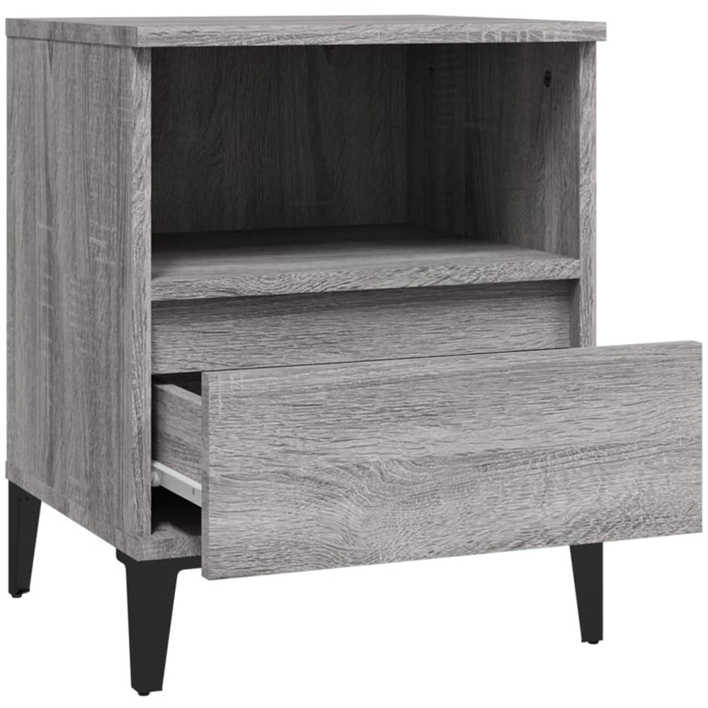 vidaXL Single Drawer Single Shelf Grey Sonoma Wooden Bedside Cabinet Image 5