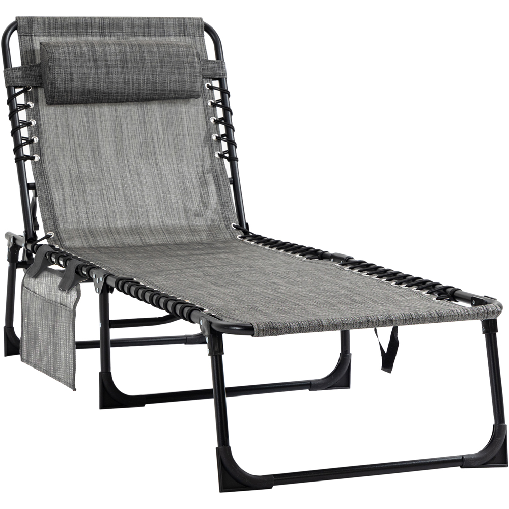 Outsunny Mixed Grey Adjustable Sun Lounger Image 2