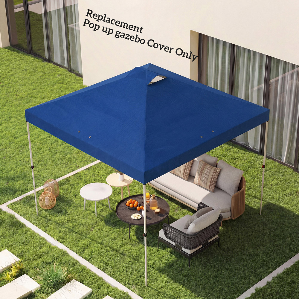 Outsunny 3 x 3m Blue Waterproof Gazebo Roof Replacement Cover Image 7