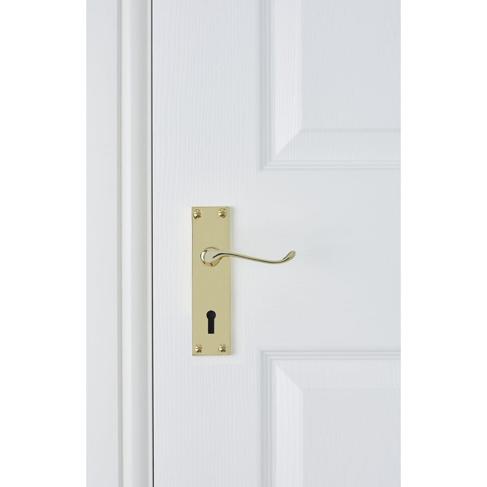 Wilko Functional Victorian Scroll Lock Door Handle Image 2
