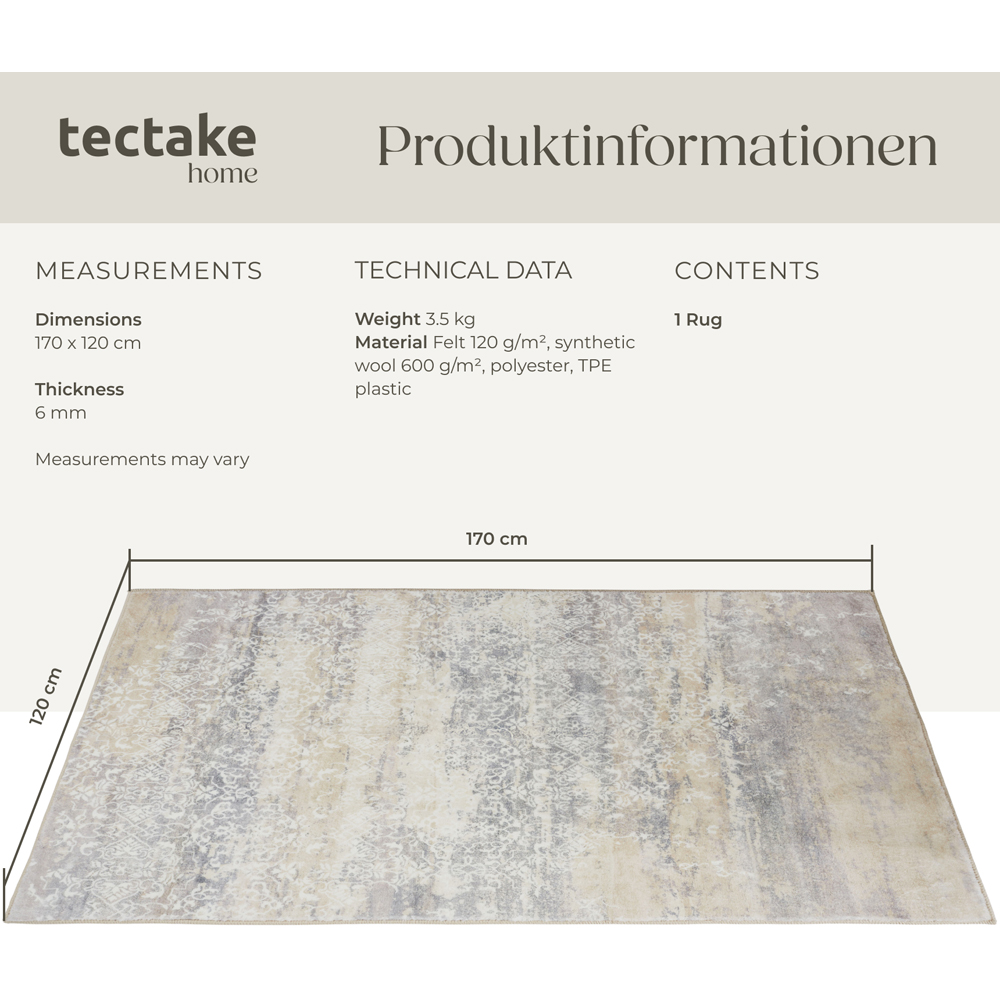 tectake Dalia Non Slip Washable Rug 170 x 120 x 0.6cm Image 8