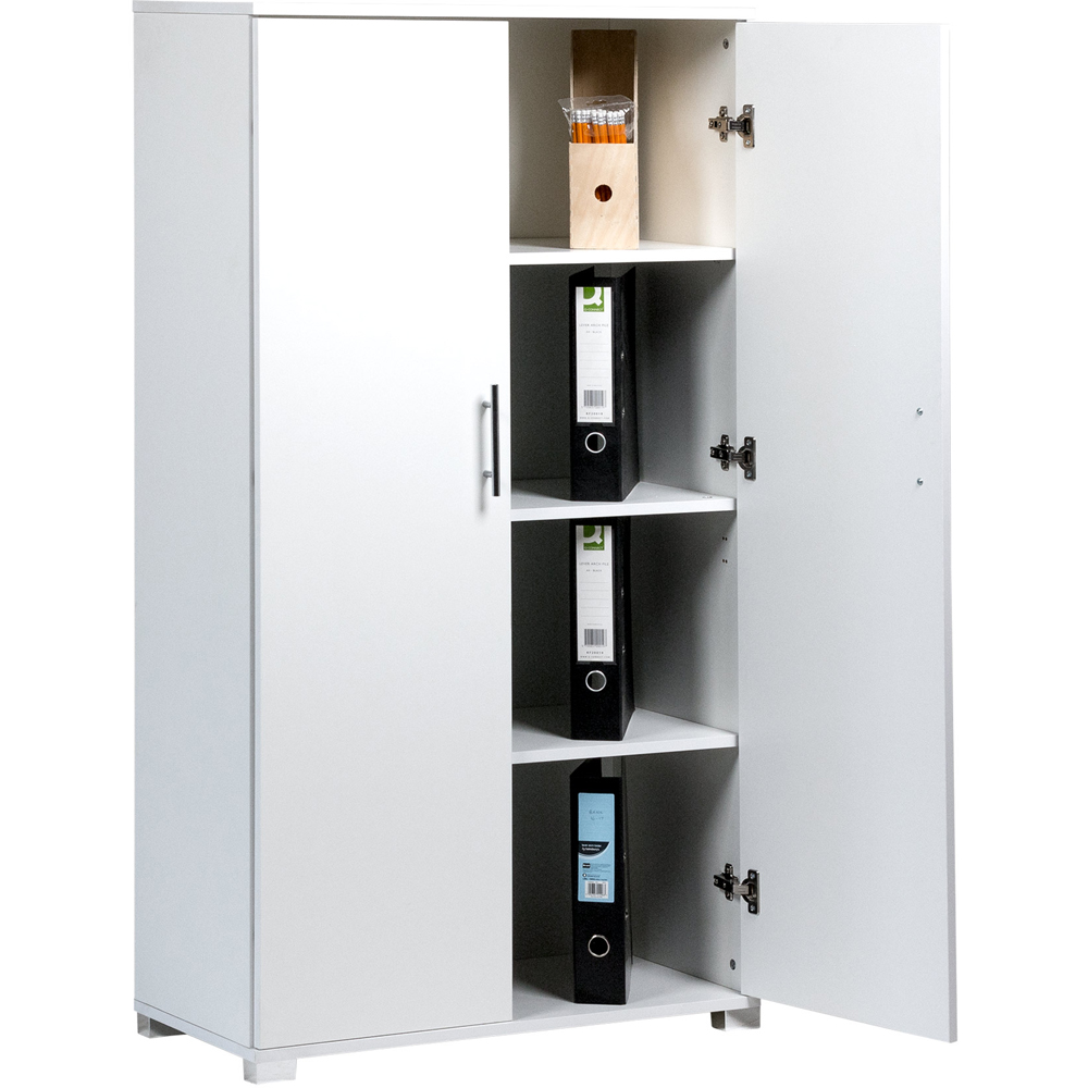 MMT Furniture Designs 2 Door White Wooden Lockable Filing Cabinet Image 4
