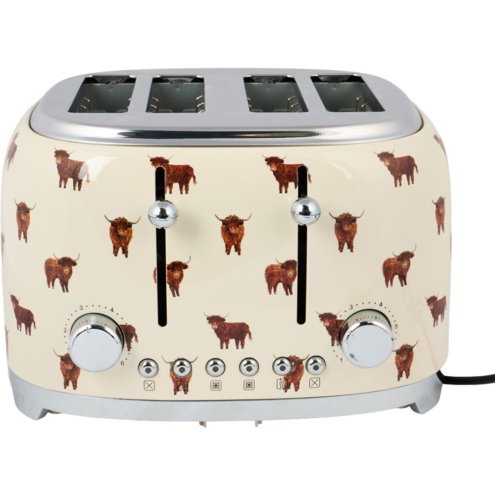 Highland Cow 4 Slice Toaster Cream Image 5