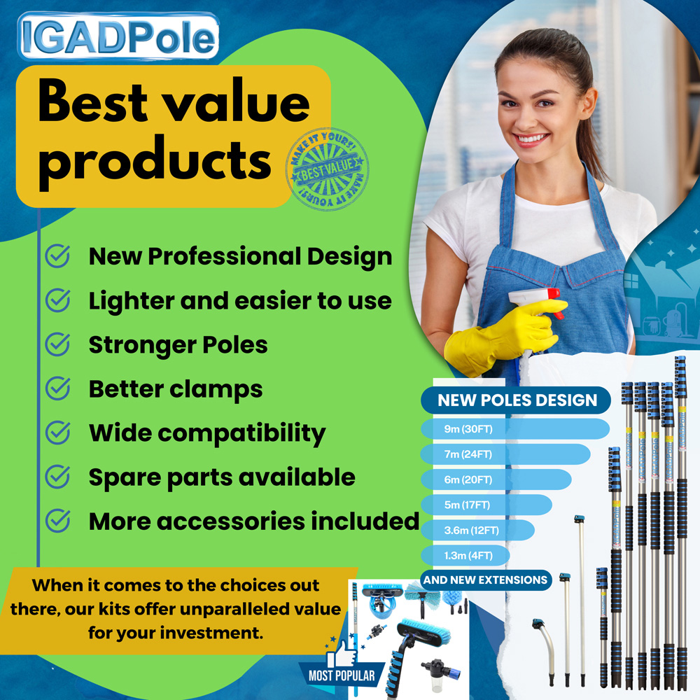 IGAD Pole Extension Pole and Window Squeegee Cleaning Kit 6m Image 6