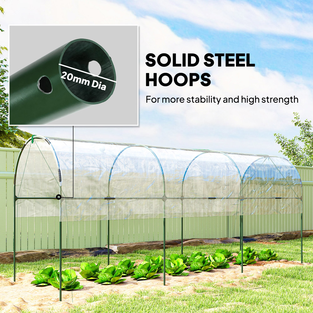 Outsunny Clear Plastic 4 x 13ft Polytunnel Greenhouse Image 6