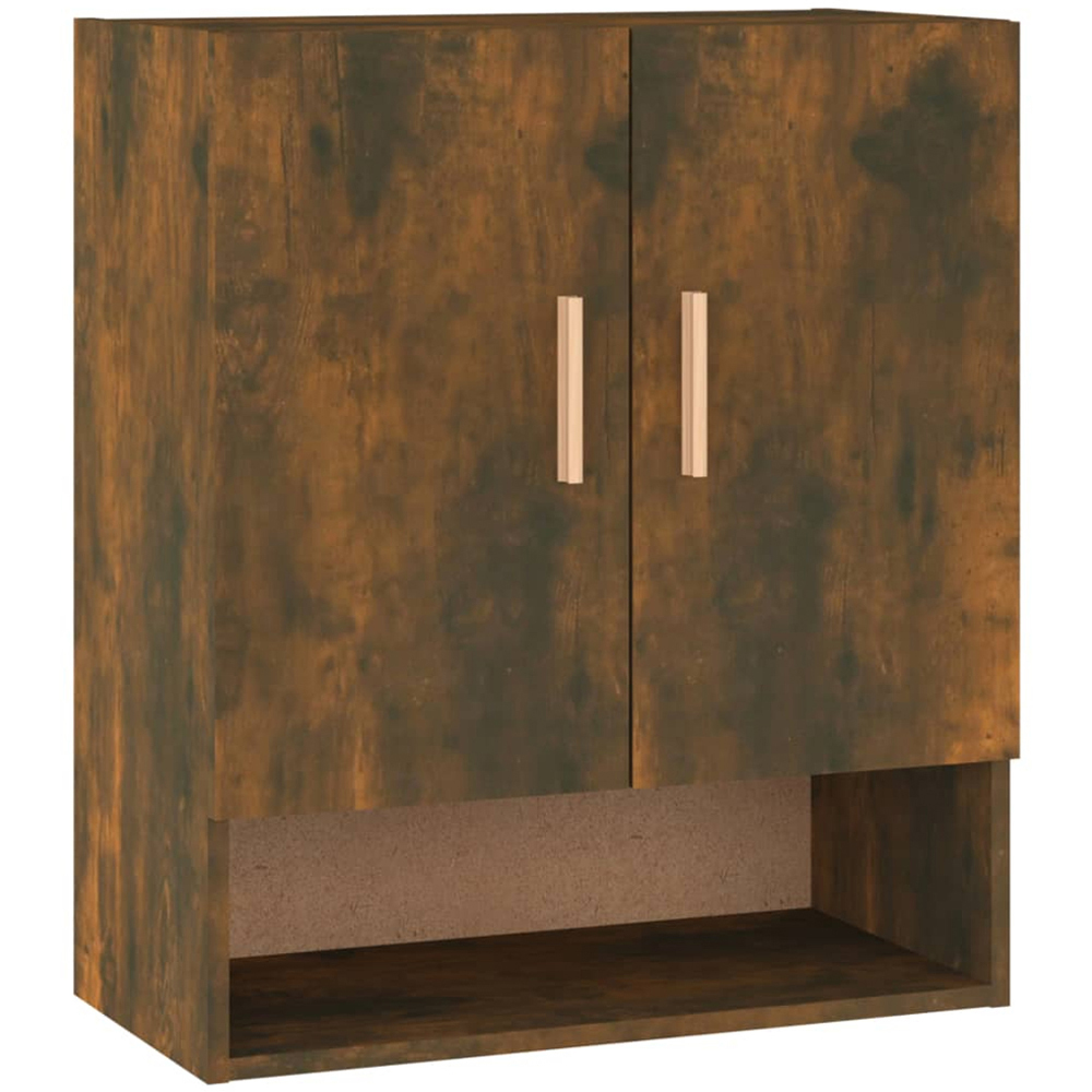 vidaXL 2 Door Single Shelf Smoked Oak Wall Cabinet Image 2