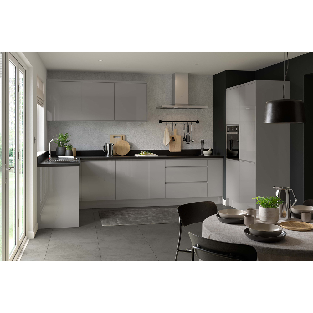 Kitchen Kit J-Pull Gloss Dust Grey Bridging Wall Kitchen Cabinet Flatpack 500mm Image 2