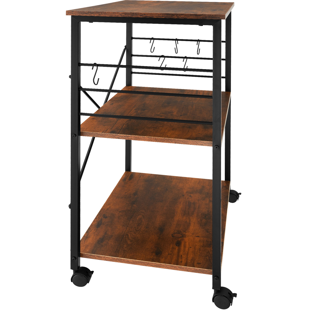tectake Rugby 2 Shelf Dark Wood Drink Trolley with Parking Brake Image 3