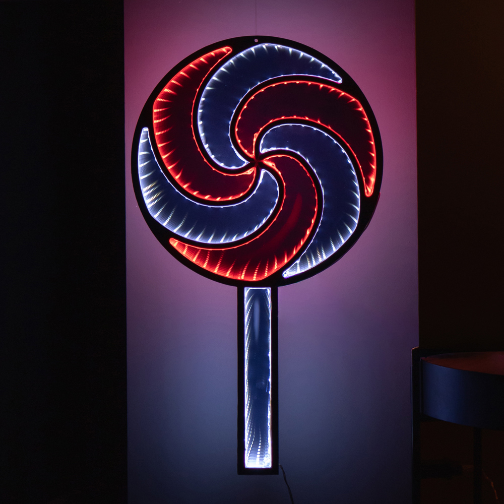 Samuel Alexander Red White LED Light Up Hanging Lollipop Infinity Light Christmas Decoration 60cm Image 1