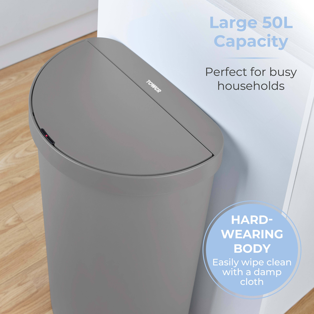 Tower Grey Curved Sensor Bin 50L Image 5