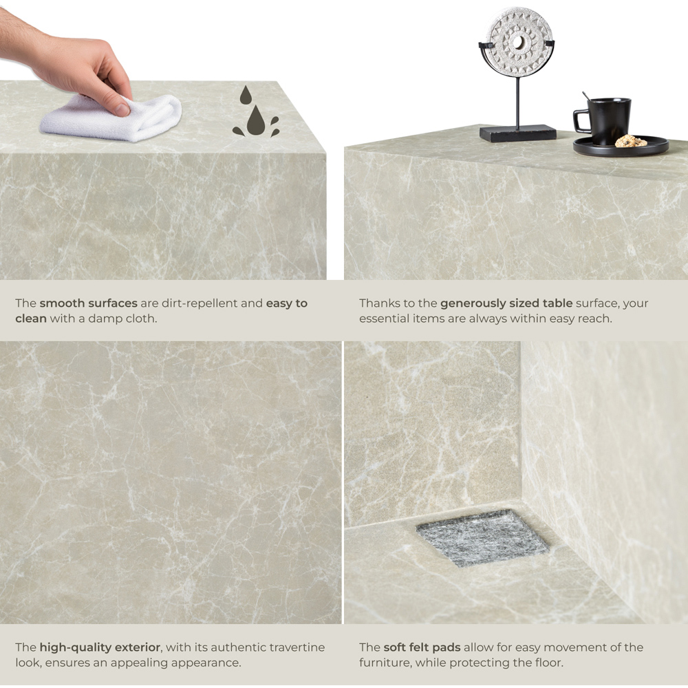 Tectake Lasley Travertine Marble Look Cube Design Coffee Table Image 4