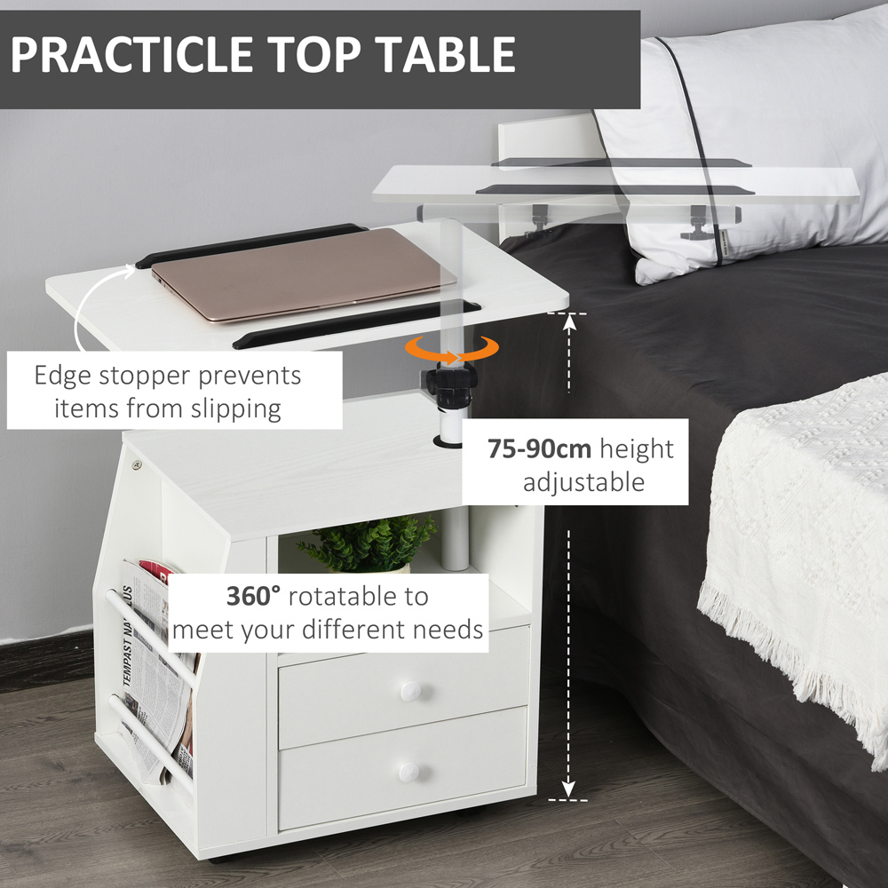 Portland 2 Drawer White Swivel Bedside Table Image 4