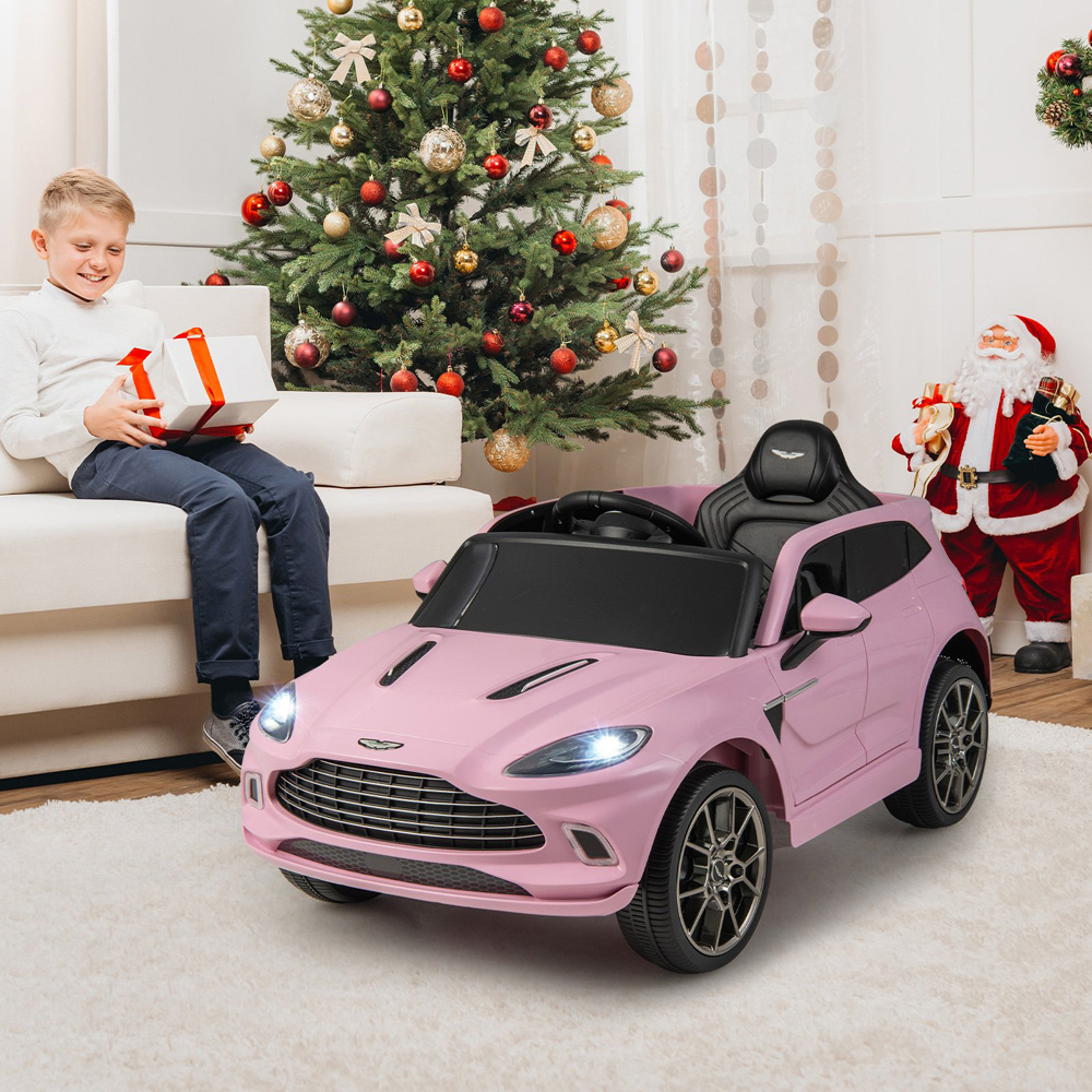 Costway Kids Pink Licensed Aston Martin Ride On Car with Horn and Taillight 12V Image 2