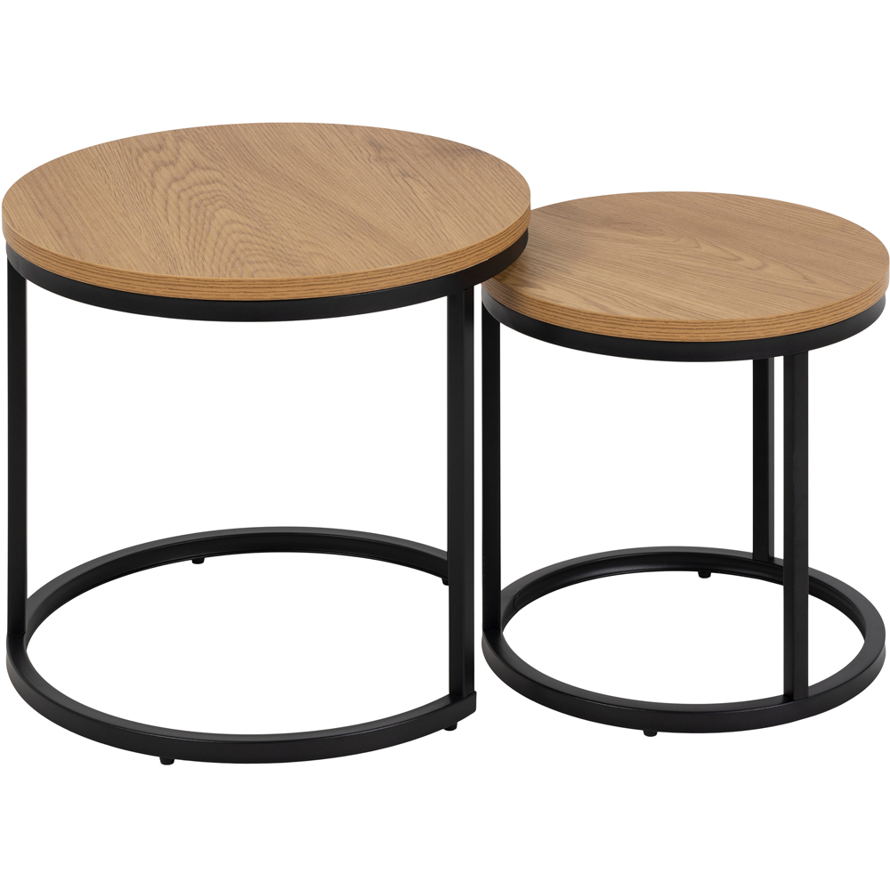 Florence Spiro Oak Round Nest of Tables Set of 2 Image 3