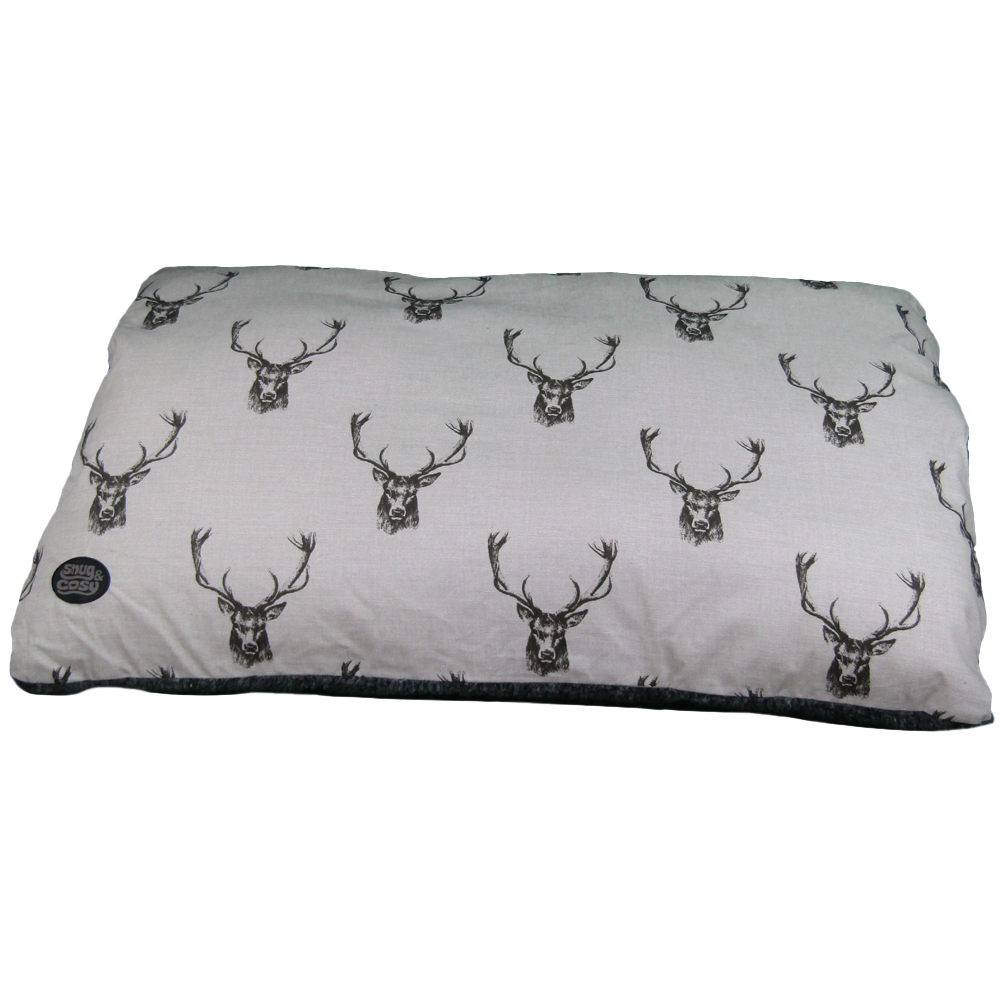 Snug & Cosy Stag Print Large Pet Lounger Bed Image 1