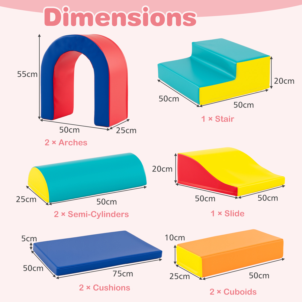 Costway Red Foam Climbing Block Set 10 Piece Image 8