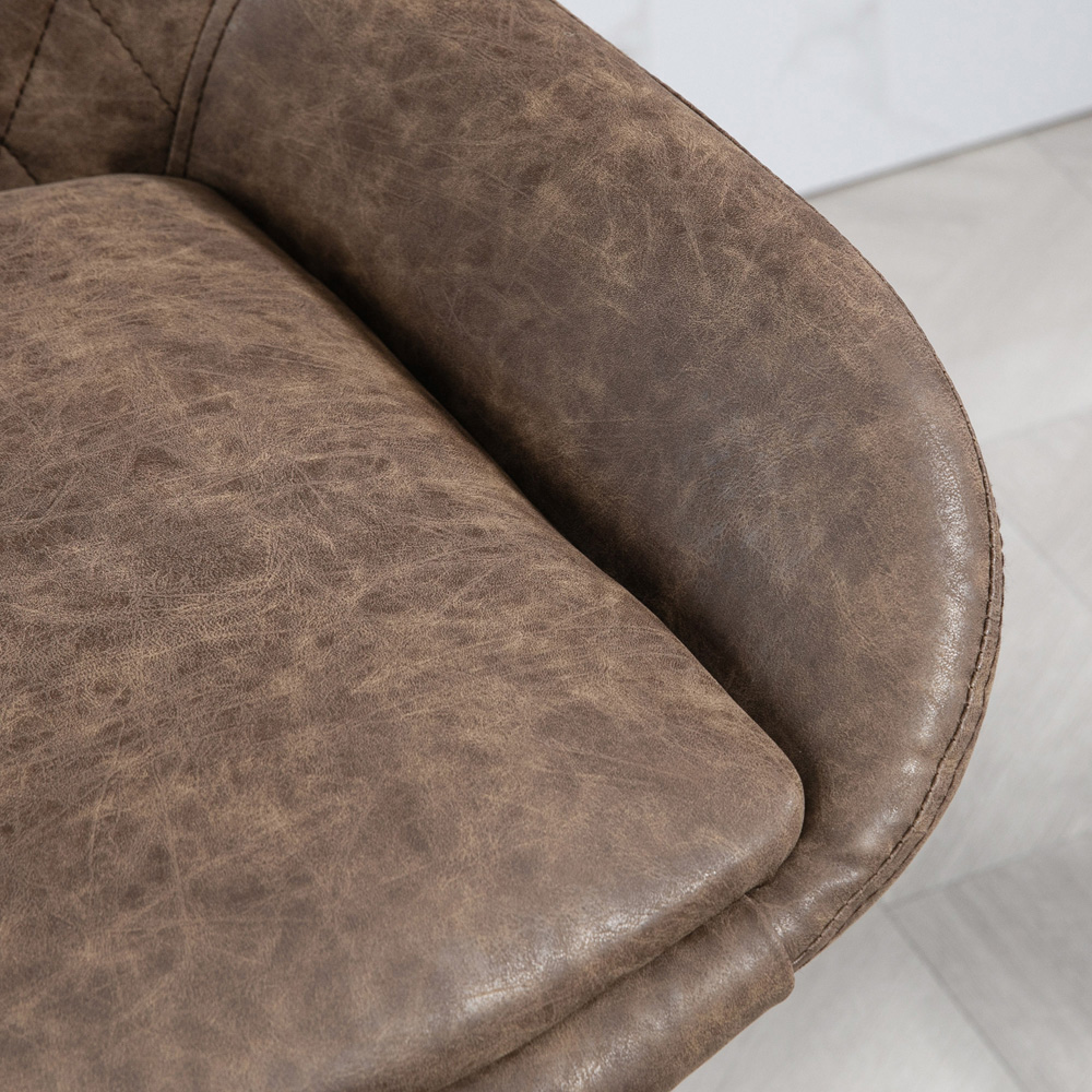 HOMCOM Coffee Faux Leather Diamond Tufted Adjustable Swivel Adjustable Bar Chair Set of 2 Image 3