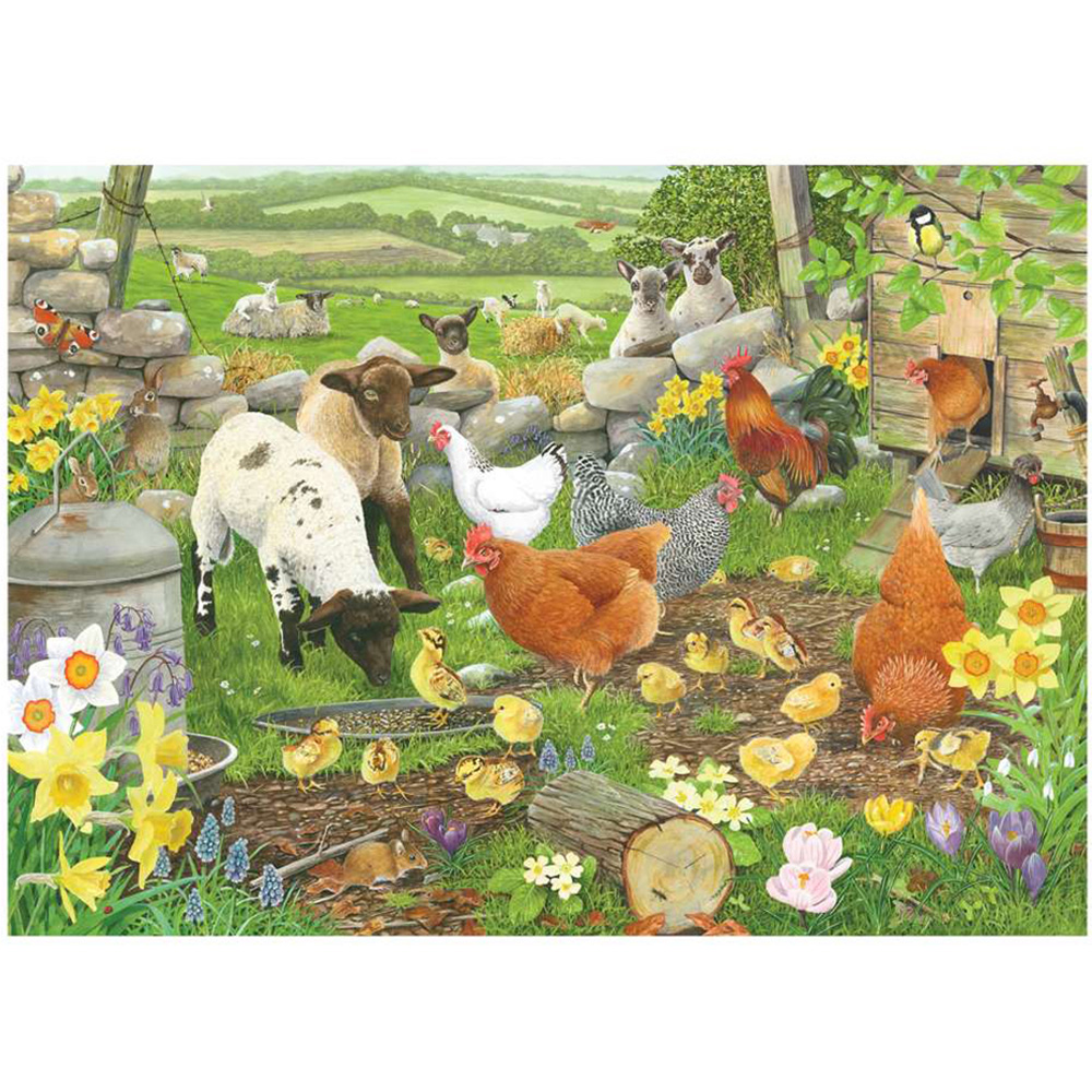 The House of Puzzles Spring Chickens 500 Piece Big Jigsaw Puzzle Image 1