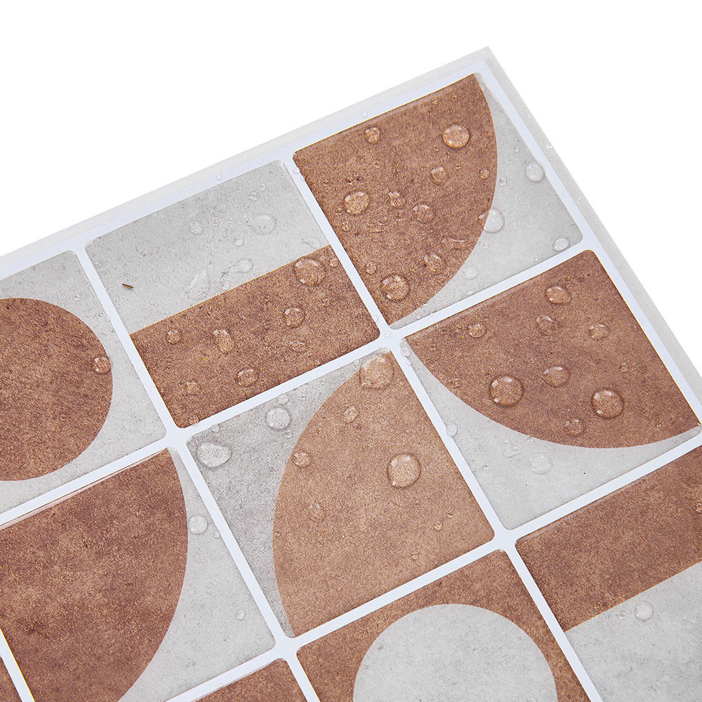 Living and Home Geometric Retro Coffee Peel and Stick Wall Tile Sticker 10 Pack Image 7