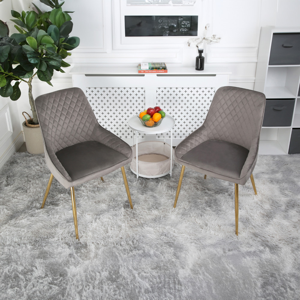 Home Garden Direct Hamilton Set of 2 Grey Velvet Dining Chairs Image 8