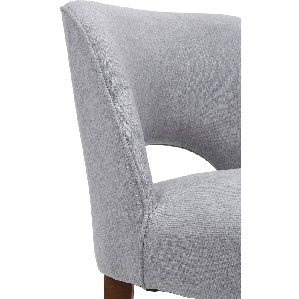 Living and Home Set of 2 Grey Chenille Curved Cutout Backrest Dining Chair Image 5