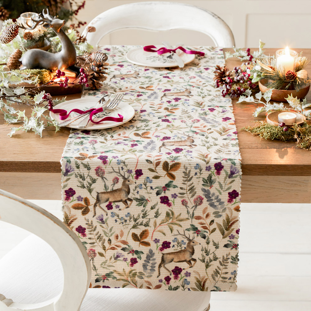 Evans Lichfield Berry Reindeer Digitally Printed Table Runner 180 x 35cm Image 5
